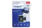Integral  INMSDX64G-100V10 V10 High Speed micro SDHC Card 64GB geschikt voor o.a. Micro SDHC card 64GB 100MB/s