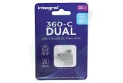 Integral  INFD32GB360CDL3.0 360-C Dual Typer-C & USB3.0 Flash Drive 32 GB geschikt voor o.a. USB-C & USB3.0 Flash Drive