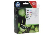 HP Hewlett-Packard HP-N9J73AE N9J73AE  Inktcartridge No. 364 Combo 4-pack BK/C/M/Y geschikt voor o.a. Photosmart C5380, C6380
