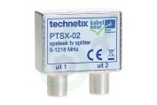 Technetix  11200802 Coax Opdruk Verdeler PTSX-02 geschikt voor o.a. 4K Ultra HD, Ziggo geschikt