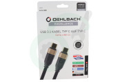 Oehlbach  D1C33200 33200 Excellence USB-C 3.1 kabel, 1 meter geschikt voor o.a. USB-C 3.1, 1 meter