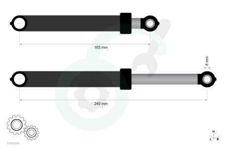 Miele Wasmachine 7381923 Schokbreker 8mm, 75 Newton, Suspa