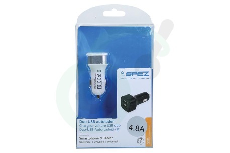 Spez  200912061 Dual USB Autolader 4.8A, Wit