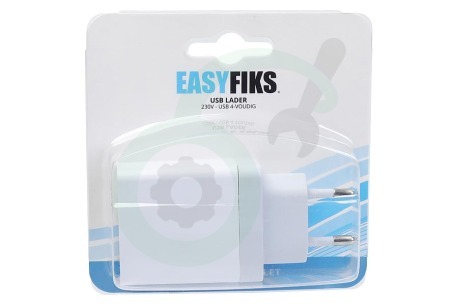Easyfiks  50042836 USB oplader 230V 4,8A/5V 4-poort wit