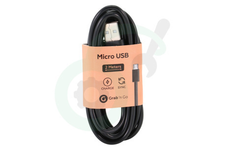 Universeel  USB Kabel past in o.a. Universeel Micro USB, Zwart, 200cm