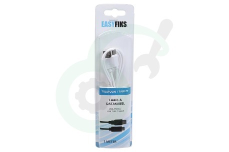 Easyfiks  50062736 C-type USB laad en data kabel 100 cm wit