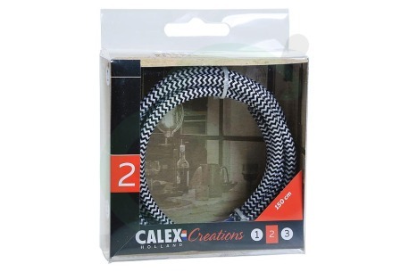 Calex  940244 Calex Textiel Omwikkelde Kabel Zwart/Wit 1,5m
