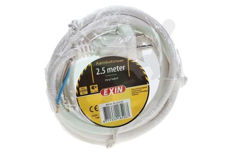 Exin  5520305 Snoer Wit 2x 1mm 2.5mtr