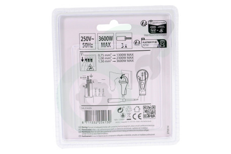 Q-Link  5421405 Stekker 16A 3600Watt plat RA wit