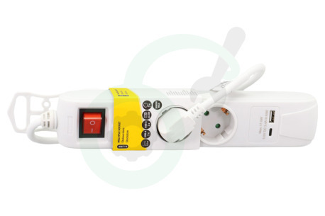 Q-Link  6620215 Tafelcontactdoos 3x1,5mm2 3800W 3V RA en 2 USB wit 1,5M + schakelaar