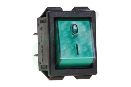 Universeel  432470 Schakelaar Groot + groen lampje 4 x 6.3 mm AMP