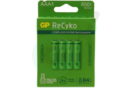 GP  12065AAAHCE-C4 LR03 ReCyko+ AAA 650 - 4 oplaadbare batterijen