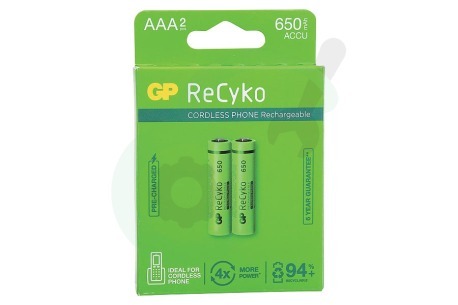 GP  GPRCK65AAA554C2 LR03 ReCyko+ AAA 650 - 2 oplaadbare batterijen