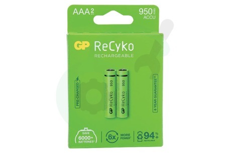 GP  GPRCK95AAA646C2 LR03 ReCyko+ AAA 950 - 2 oplaadbare batterijen