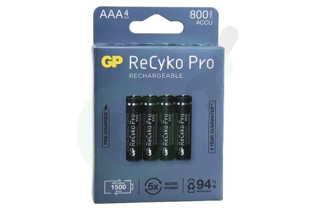 GP  GPRCP80AA929C4 LR03 ReCyko+ Pro AAA 800 - 4 oplaadbare batterijen