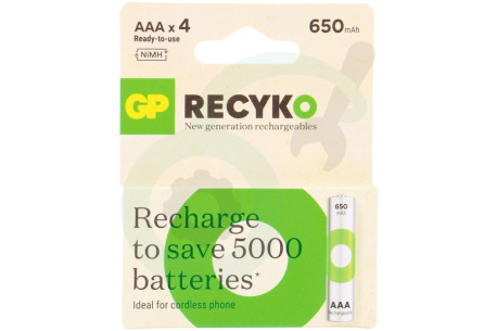 GP  GPRCK65AAA673C4 LR03 ReCyko+ AAA 650 - 4 oplaadbare batterijen