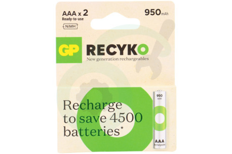 GP  GPRCK95AAA628C2 LR03 ReCyko+ AAA 950 - 2 oplaadbare batterijen