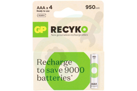 GP  GPRCK95AAA635C4 LR03 ReCyko+ AAA 950 - 4 oplaadbare batterijen