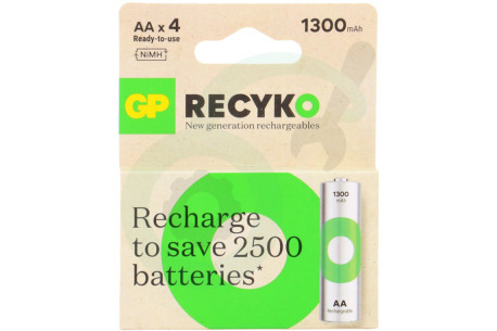 GP  GPRCK130AA611C4 LR6 ReCyko+ AA 1300 - 4 oplaadbare batterijen