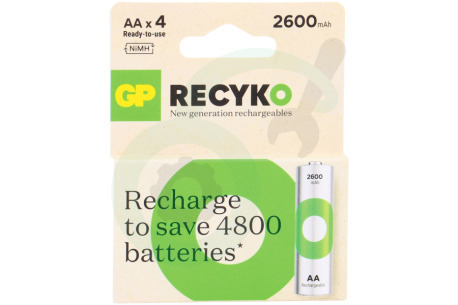 GP  GPRCK260AA574C4 LR6 ReCyko+ AA 2600 - 4 oplaadbare batterijen
