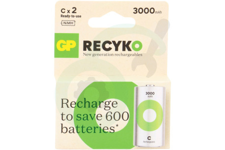 GP  GPRCK300C697C2 LR14 ReCyko+ C 3000 - 2 oplaadbare batterijen