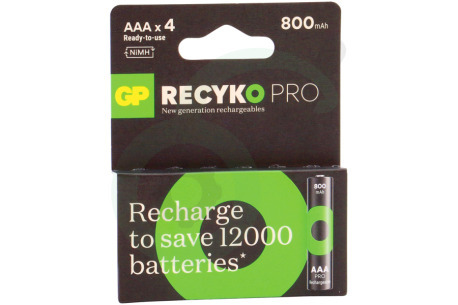 GP  GPRCP80AAA758C4 LR03 ReCyko+ Pro AAA 800 - 4 oplaadbare batterijen