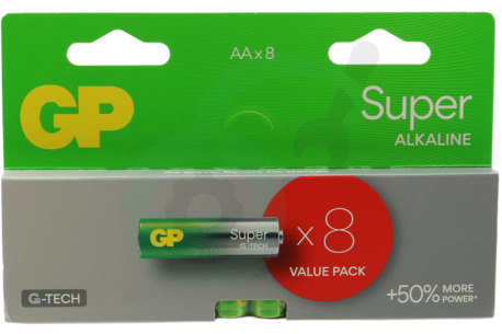 GP  GPSUP15A258C8 LR06 AA batterij GP Super Alkaline Multipack 1,5V 8 stuks
