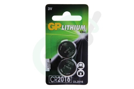 GP  GPCR2016STD215C2 CR2016 Batterij Knoopcel Lithium 3V, 2 Stuks