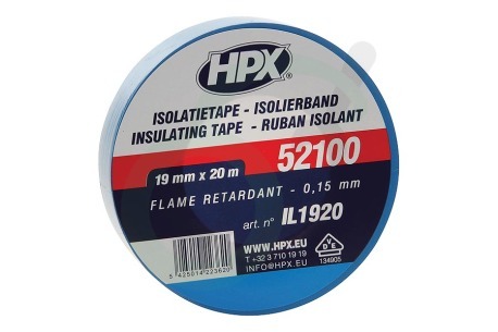 HPX  IL1920 52100 PVC Isolatietape Blauw 19mm x 20m