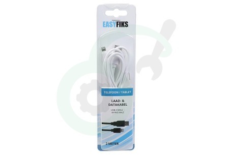 Easyfiks  70661326 8-pin USB laad en data kabel 200cm Wit