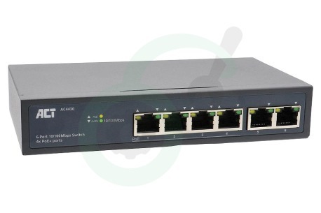 ACT  AC4430 6-Poorts 10/100Mbps Switch 4x PoE+ Poorten