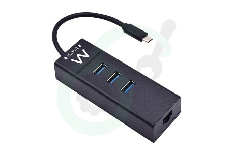 Ewent  EW1141 USB-C Hub met 3xUSB-A en Gigabit Netwerk Poort