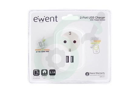 Ewent  EW1211 Ewent 2-Poorts USB-lader