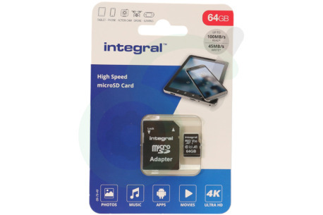 Integral  INMSDX64G-100V30 V30 High Speed micro SDHC Card 64GB
