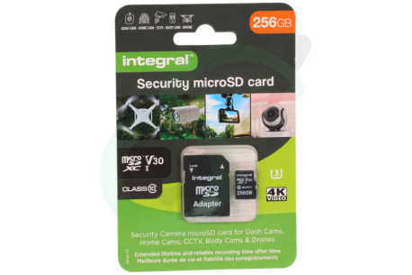 Integral  INMSDX256G10-SEC 256GB Security Micro SD 4K V30 UHS-1U3 A1 Class 10
