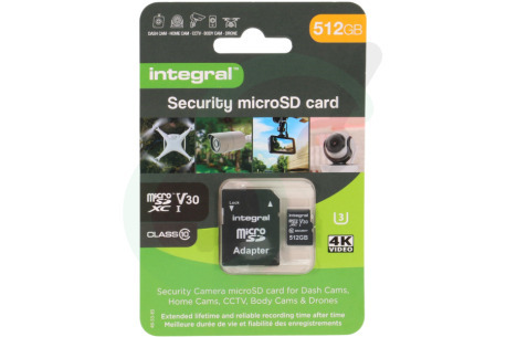 Integral  INMSDX512G10-SEC 512GB Security Micro SD 4K V30 UHS-1U3 A1 Class 10