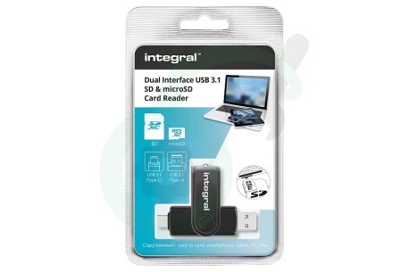 Integral  INCRUSB3.0ACSDMSD Dual Interface USB 3.1 SD & microSD Card Reader