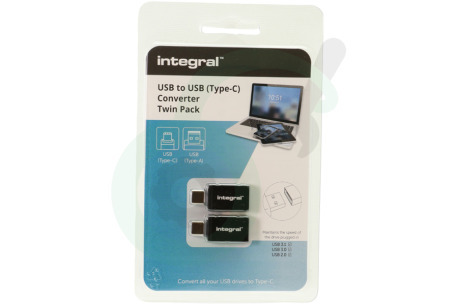 Integral  INADUSB3.0ATOCTW USB -> USB Type-C Converter, Twin Pack