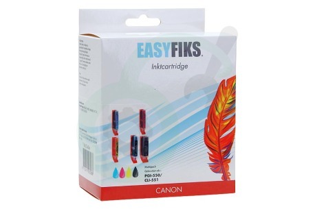 Easyfiks  PGI550/CLI551 Inktcartridge PGI 550 CLI 551 Multipack BK/BK/C/M/Y