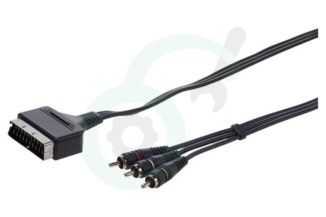 Universeel  BME322 Scart Kabel 21p Male -> 3x Tulp RCA Male, 2.5 Meter