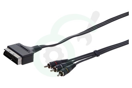 Universeel  BME323 Scart Kabel 21p Male <- 3x Tulp RCA Male, 2.5 Meter