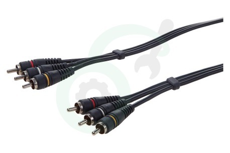 Easyfiks  Tulp Kabel 3x RCA Male-3x RCA Male, 5.0 meter, Verguld