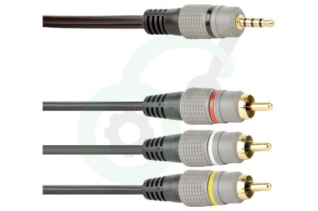 Universeel  Jack 3.5mm 4P Stereo Male - 3x Tulp RCA Male, 1.5 Meter