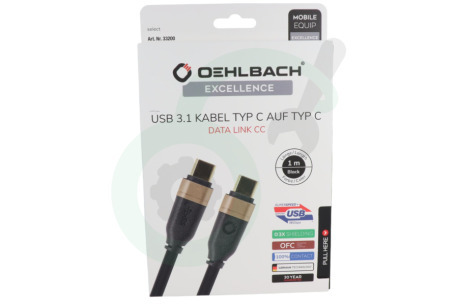 Oehlbach  D1C33200 33200 Excellence USB-C 3.1 kabel, 1 meter