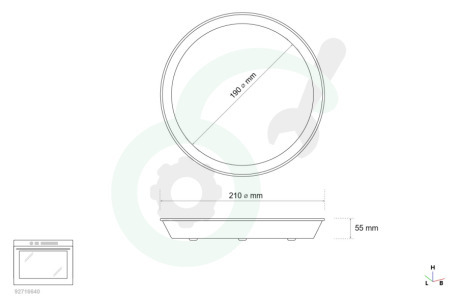 Whirlpool Oven-Magnetron 480131000081 AVM190 Plaat Crisp plaat 19 cm